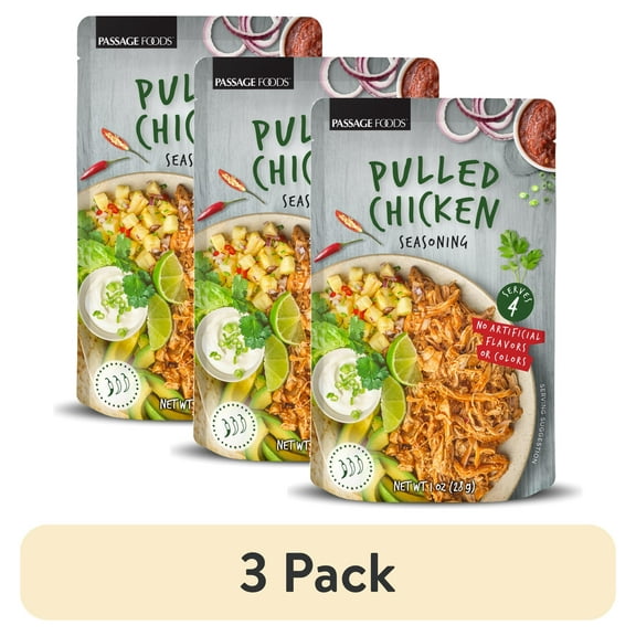 (3 pack) Passage Foods Pulled Chicken Seasoning Mix, 1 oz