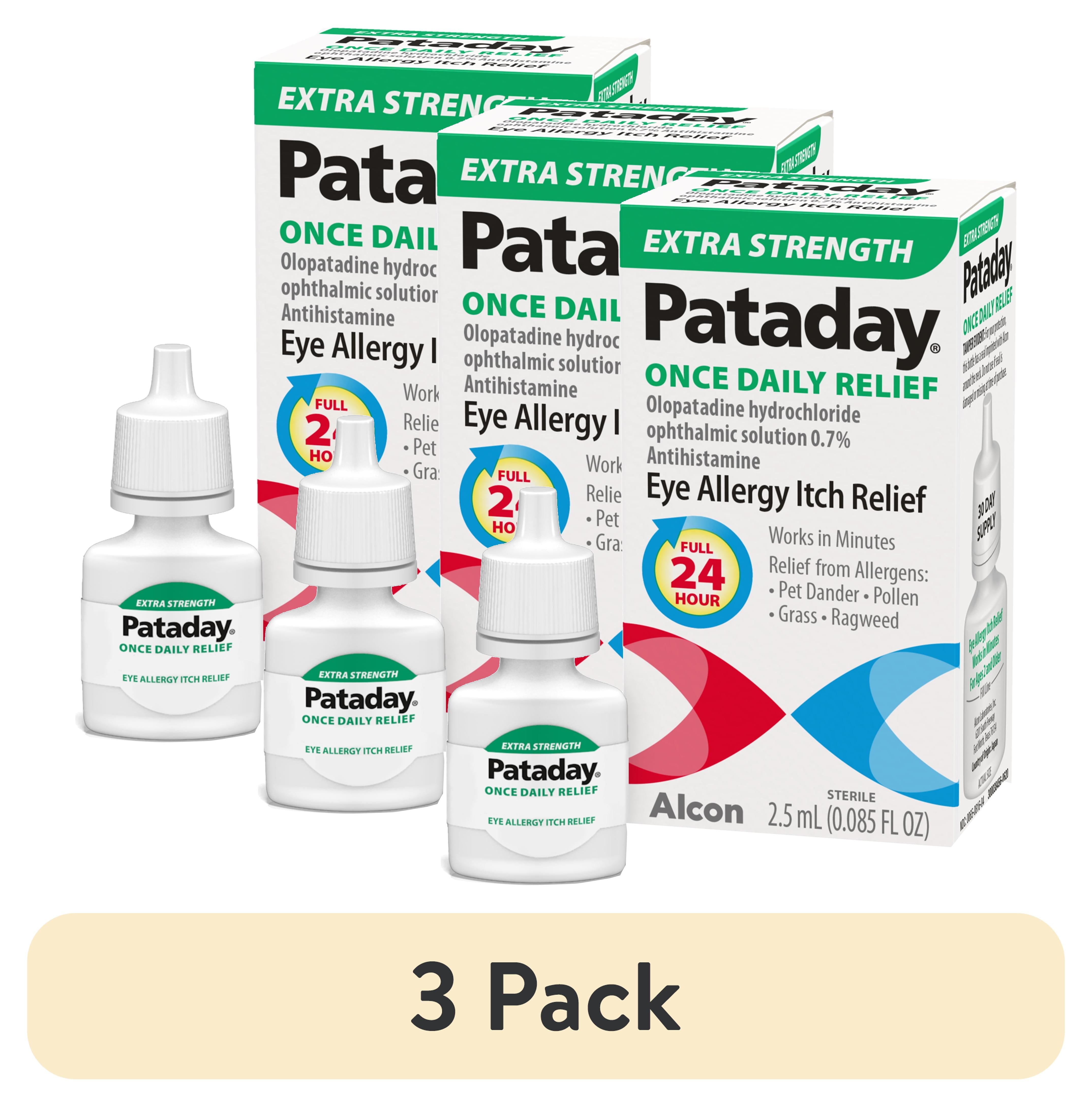 (3 pack) Pataday Once Daily Extra Strength Eye Itch Allergy Relief Eye