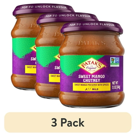 (3 pack) Patak's Original Sweet Mango Chutney, 12 oz