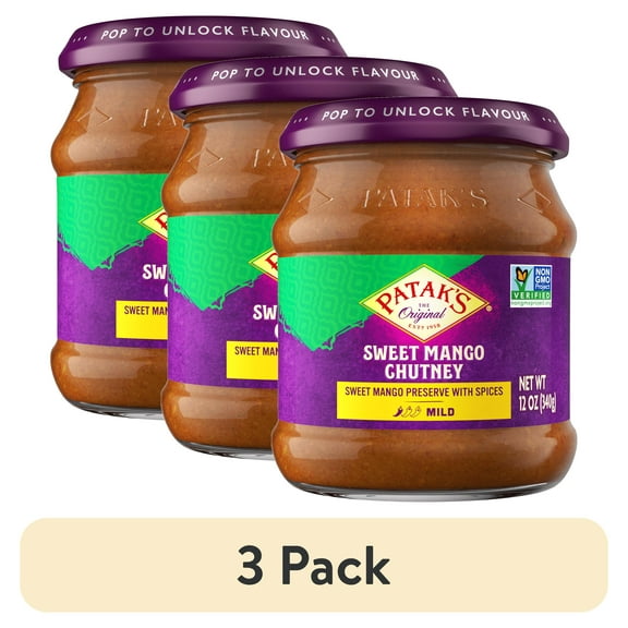 (3 pack) Patak's Original Sweet Mango Chutney, 12 oz