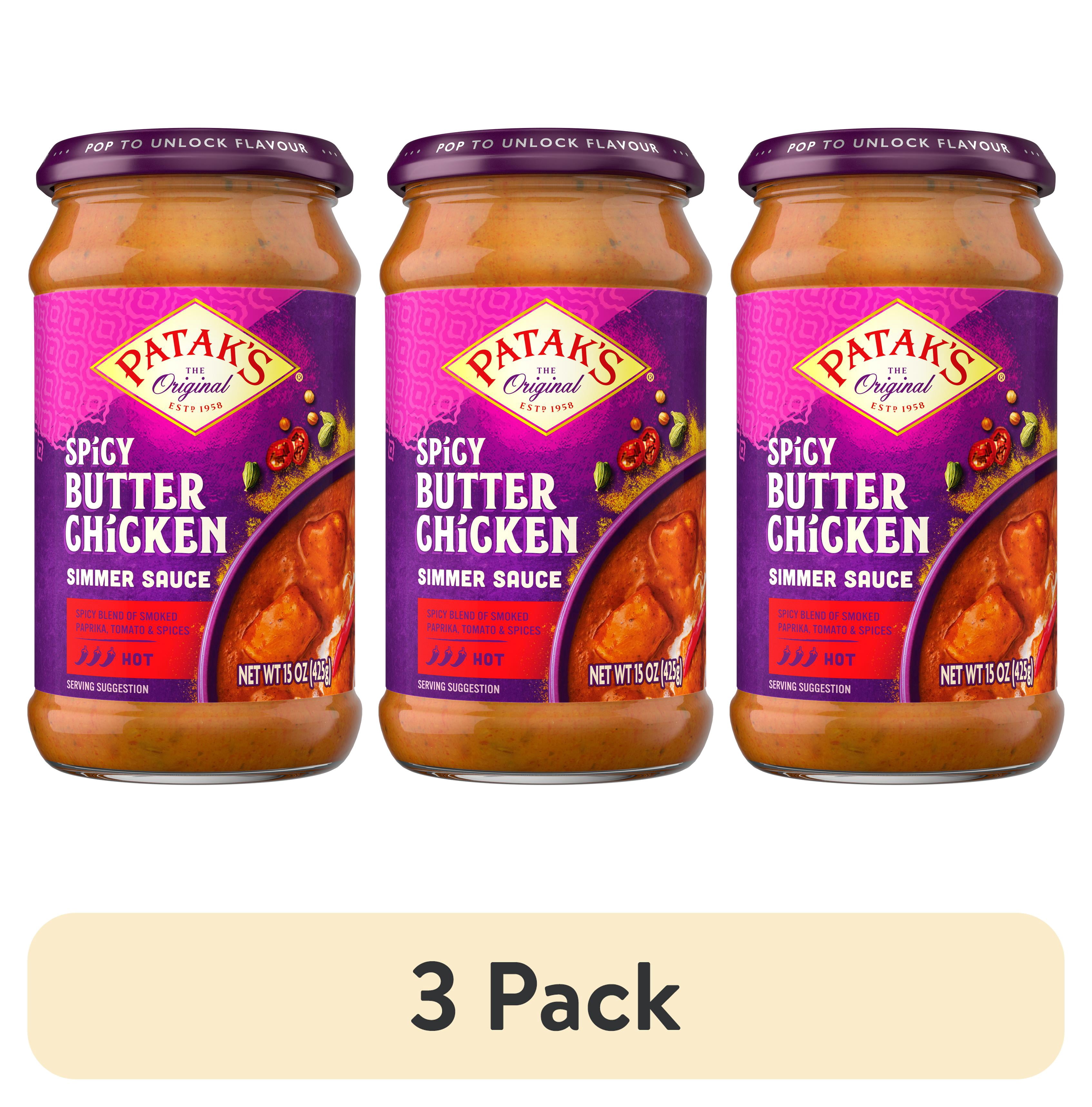 (3 pack) Patak's Spicy Butter Chicken Simmer Sauce, 15 oz