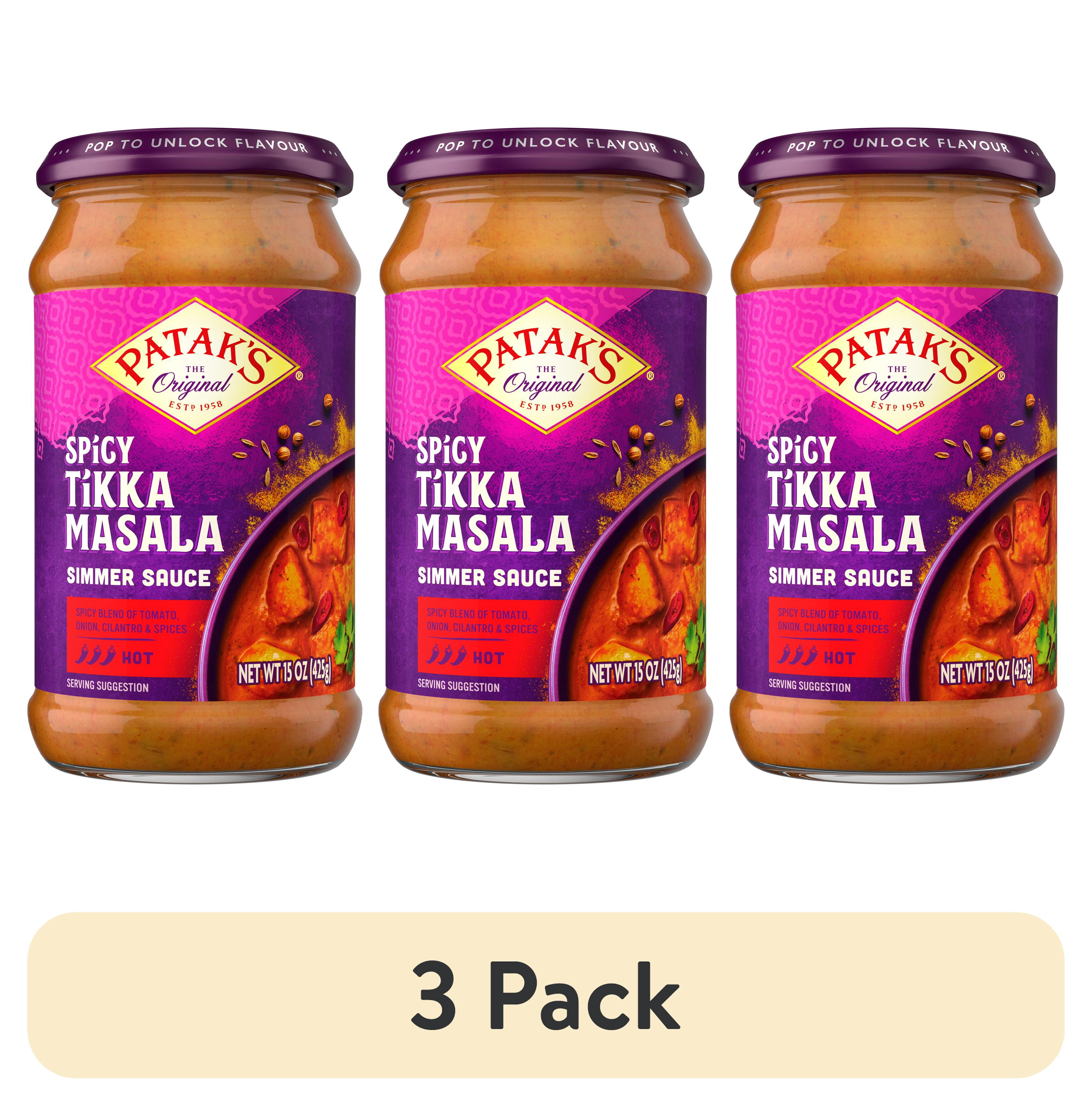 (3 pack) Patak's Spicy Tikka Masala Simmer Sauce, 15 Ounce Bottle