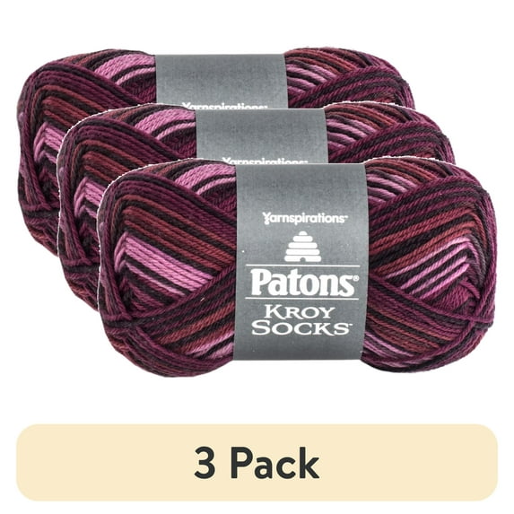 (3 pack) Patons Kroy Socks Yarn-Amethyst Stripes