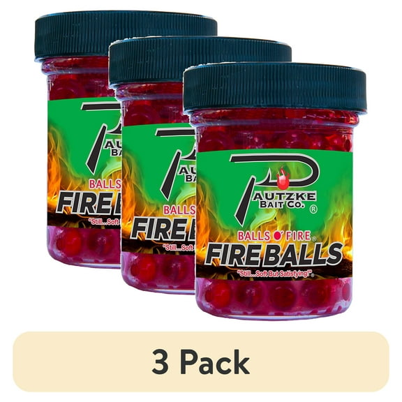 (3 pack) Pautzke Fire Balls Fish Bait – Red 1.65 oz