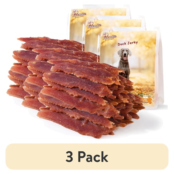 (3 pack) Pawmate Duck Jerky Dog Treats, High Protein Pure Duck Meat for Small Medium Large Dog, 11 oz