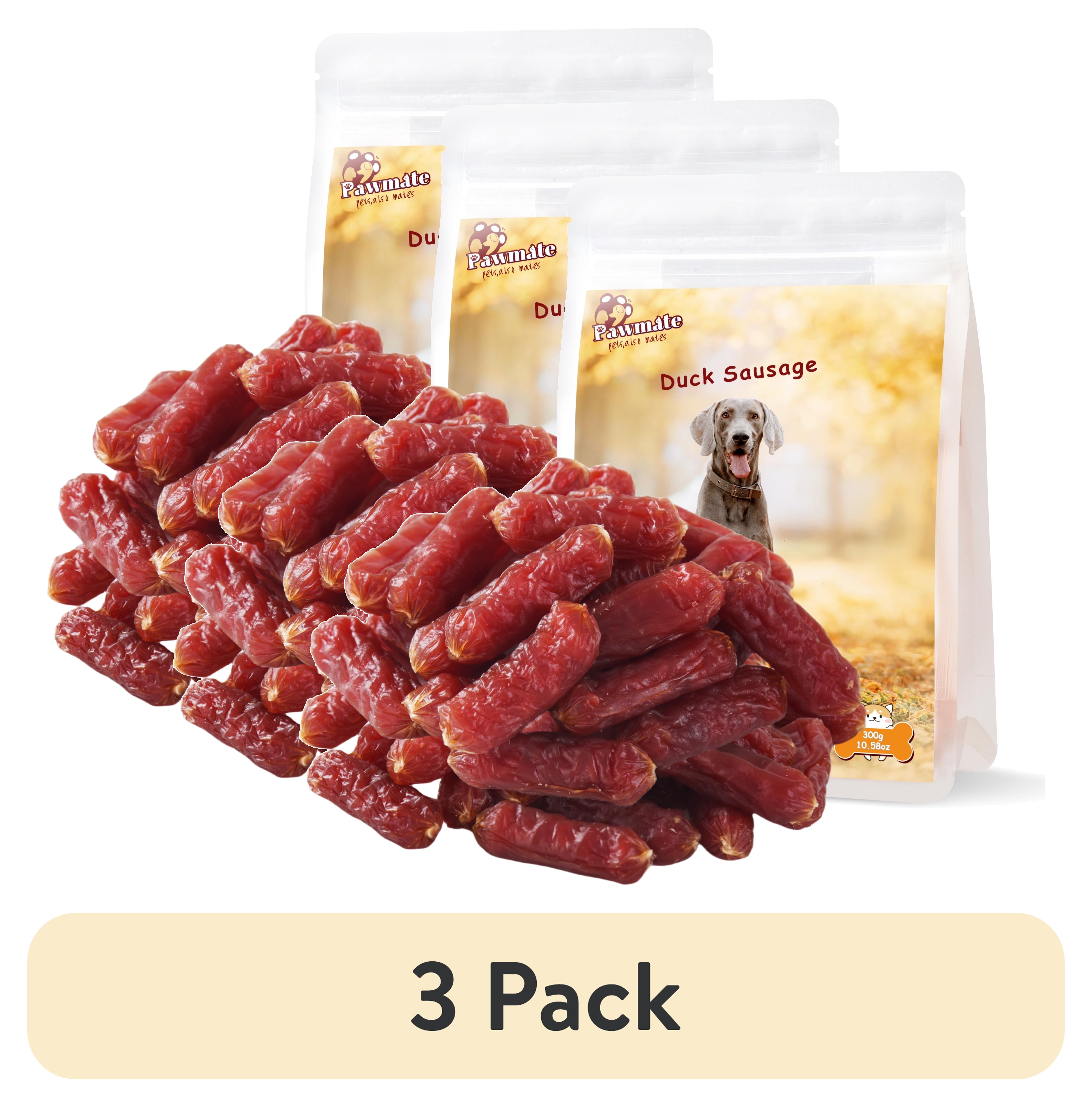 (3 pack) Pawmate Duck Sausage Dog Treats, Freshly Made with Real Duck for All Dogs, 11oz