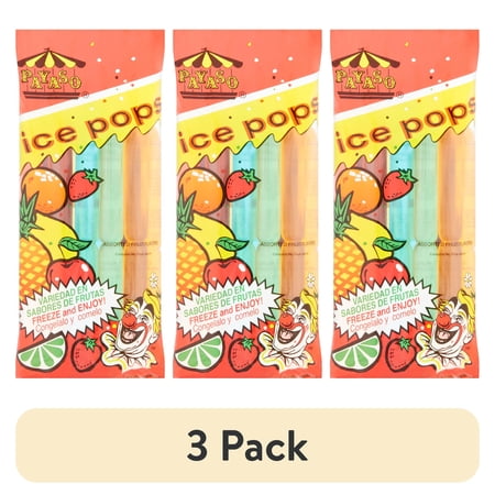 (3 pack) Payaso Assorted Fruit Flavor Ice Pops, 30 oz