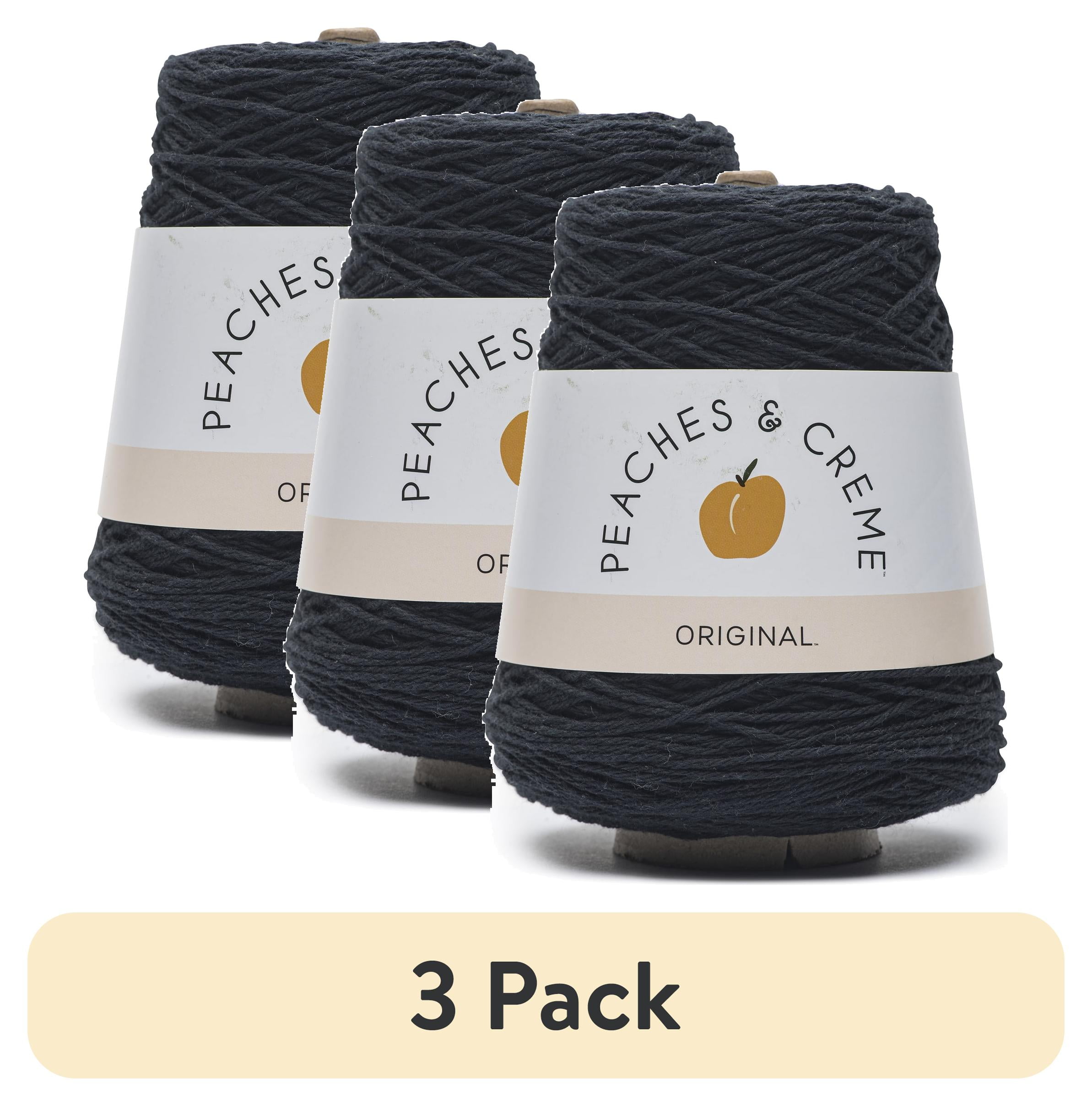 (3 pack) Peaches & Creme Black Cotton Cone Yarn, 14 oz