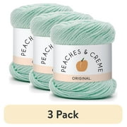 (3 pack) Peaches & Creme Solid 4 Medium Cotton Yarn, Mint 2.5oz/70.9g, 120 Yards