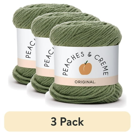 (3 pack) Peaches & Creme Solid 4 Medium Cotton Yarn, Rosemary 2.5oz/70.9g, 120 Yards