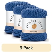 (3 pack) Peaches & Creme Solid 4 Medium Cotton Yarn, Royal 2.5oz/70.9g, 120 Yards