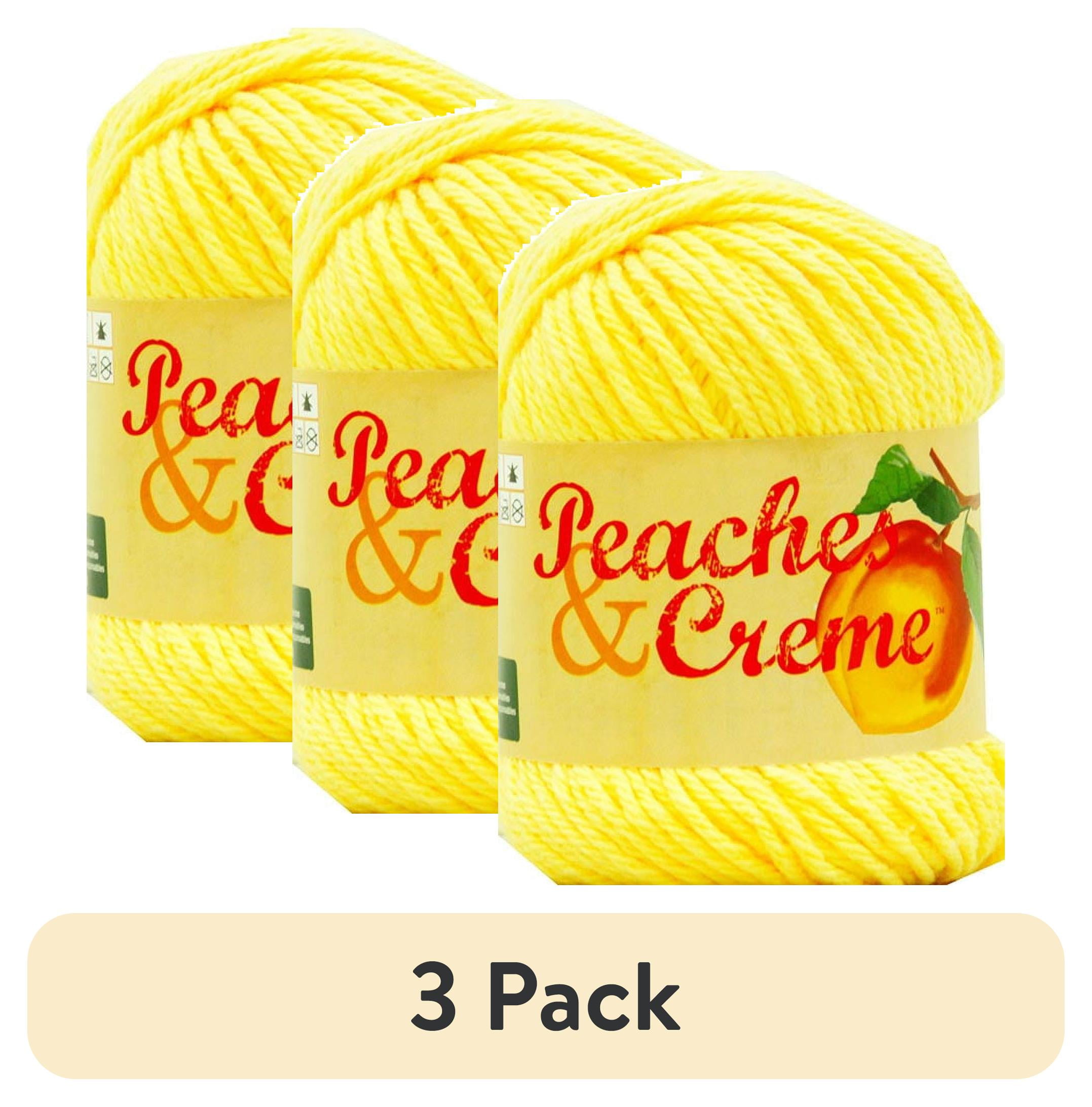 (3 pack) Peaches & Creme Solid 4 Medium Cotton Yarn, Sunshine 2.5oz/70.9g, 120 Yards