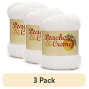 (3 pack) Peaches & Creme Solid 4 Medium Cotton Yarn, White 2.5oz/70.9g, 120 Yards