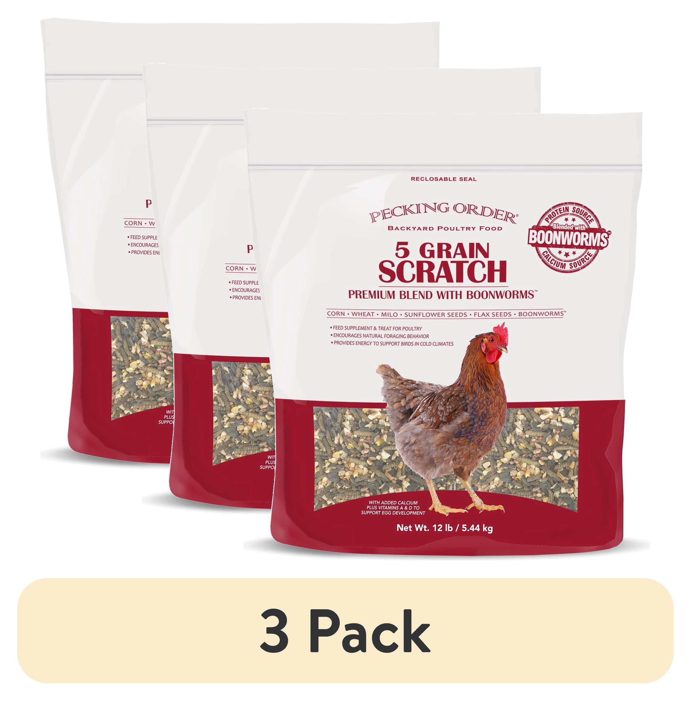 (3 pack) Pecking Order 5 Grain Scratch Chicken Feed, 12 lbs.