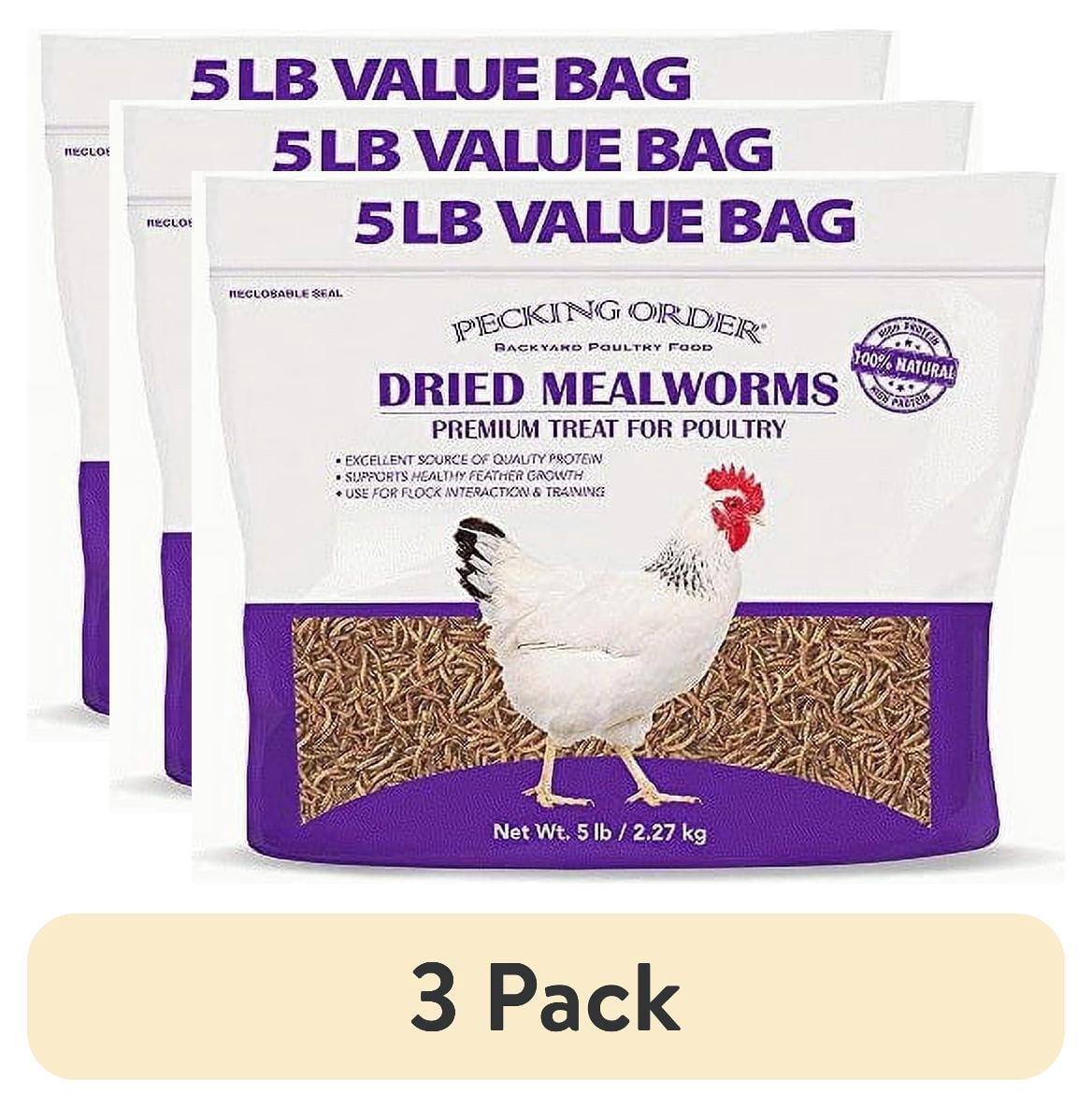 (3 pack) Pecking Order Dried Mealworms Backyard Chicken Treat, 5 lb. Poultry Feed & Treat. Value Size!