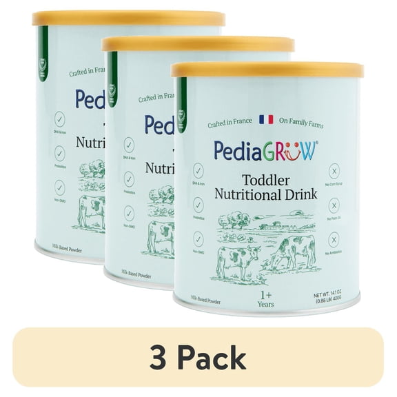 (3 pack) PediaGROW Toddler Formula, European, Nutritional Drink Powder with Grass-Fed Milk, Clean-Label and Non-GMO, 14.1 oz Can
