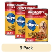 (3 pack) Pedigree Choice Cuts In Gravy Adult Wet Dog Food Steak & Vegetable Flavor, 13.2 Oz Cans 12 Pack