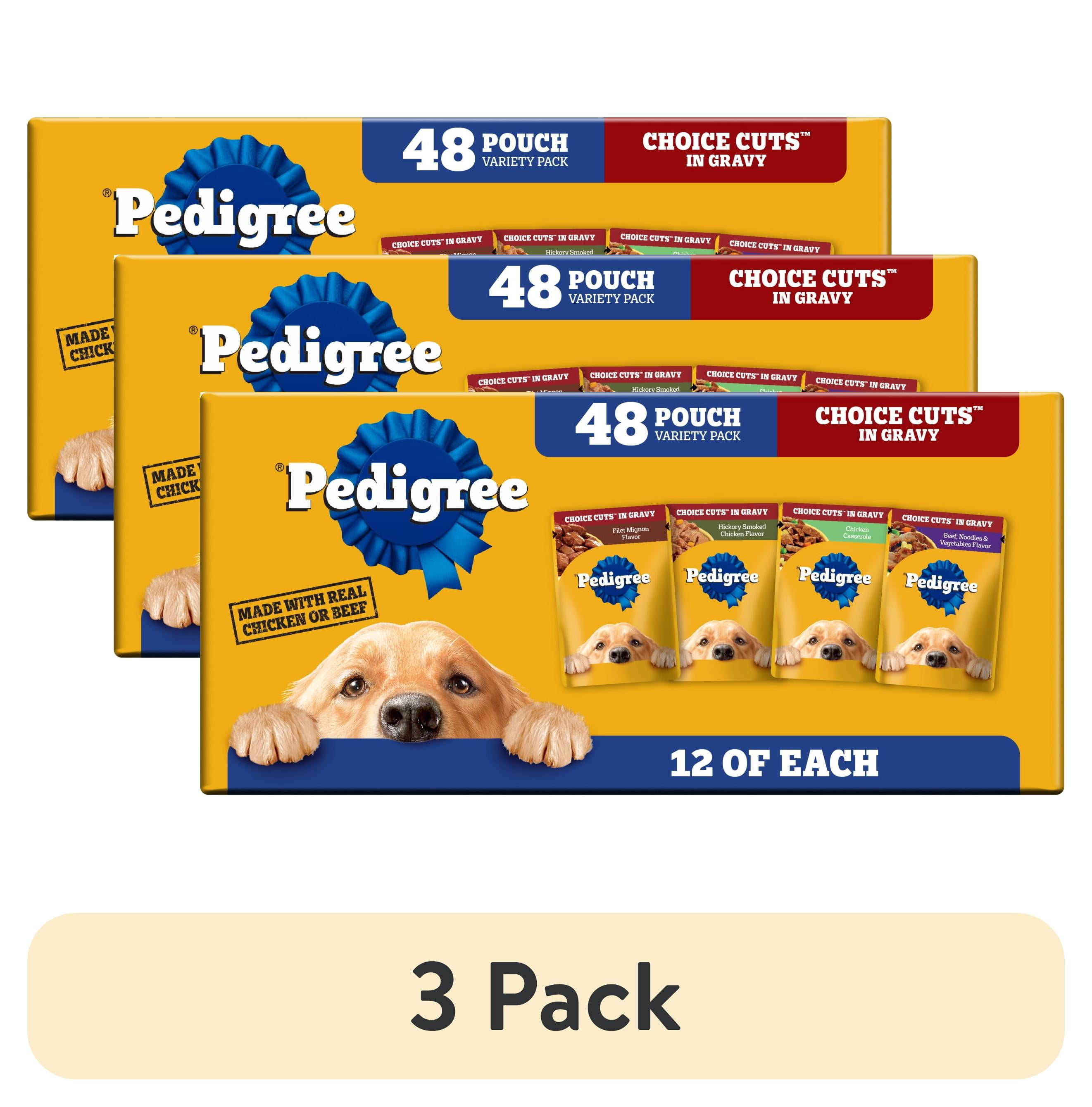 (3 pack) Pedigree Choice Cuts In Gravy Dog Food Variety Pack, 3.5 Oz Pouches, 48-Count