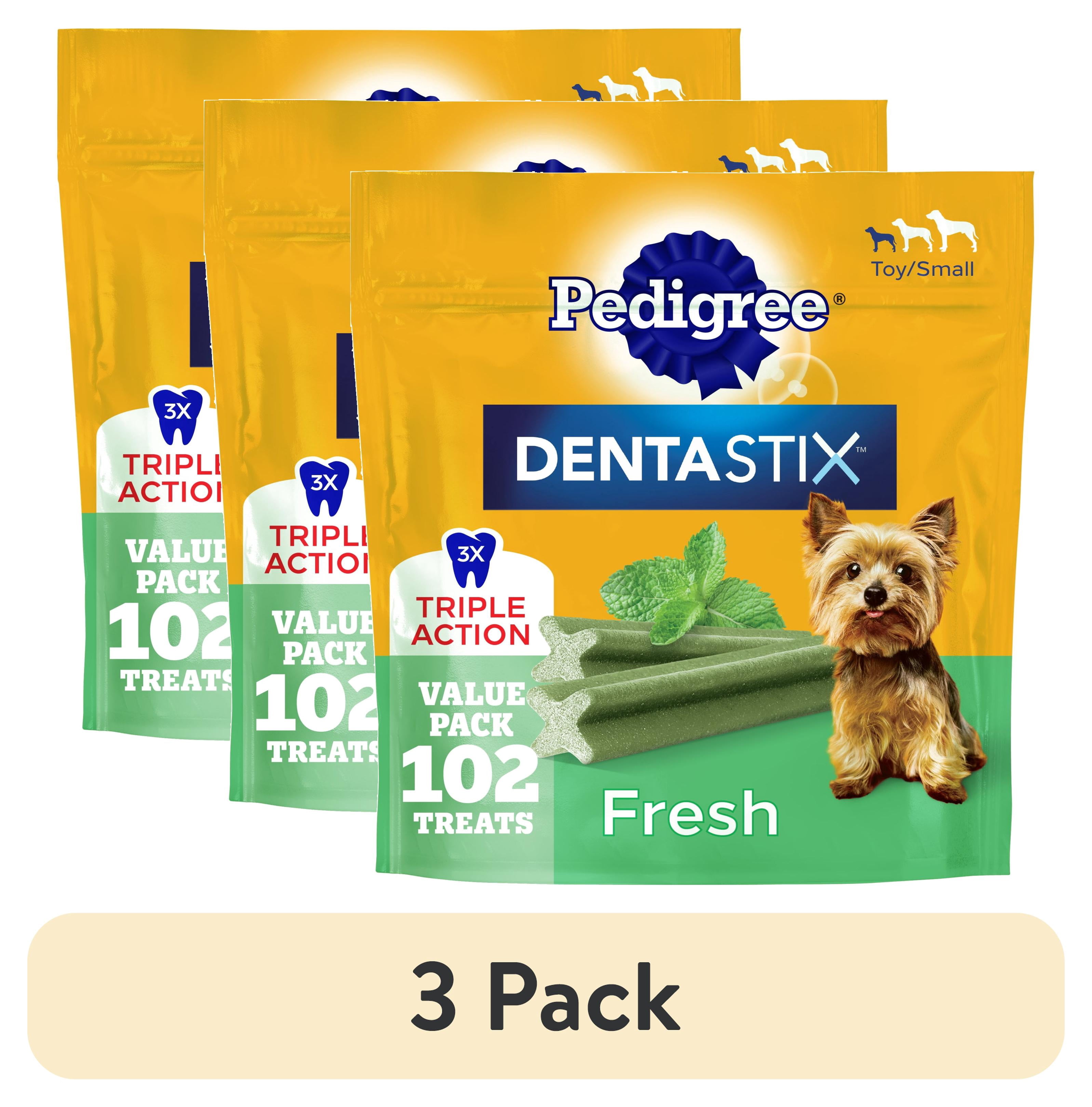 (3 pack) Pedigree Dentastix Fresh Flavor, Small And Toy Breed Dog Treats, 1.54 Lb. Bag