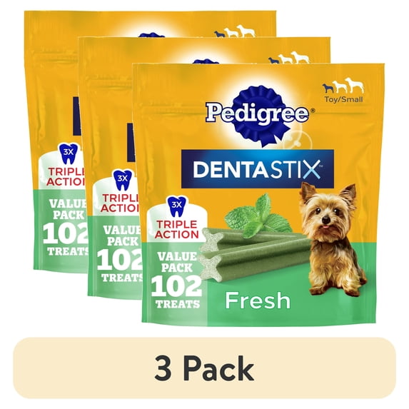 (3 pack) Pedigree Dentastix Fresh Flavor, Small And Toy Breed Dog Treats, 1.54 Lb. Bag