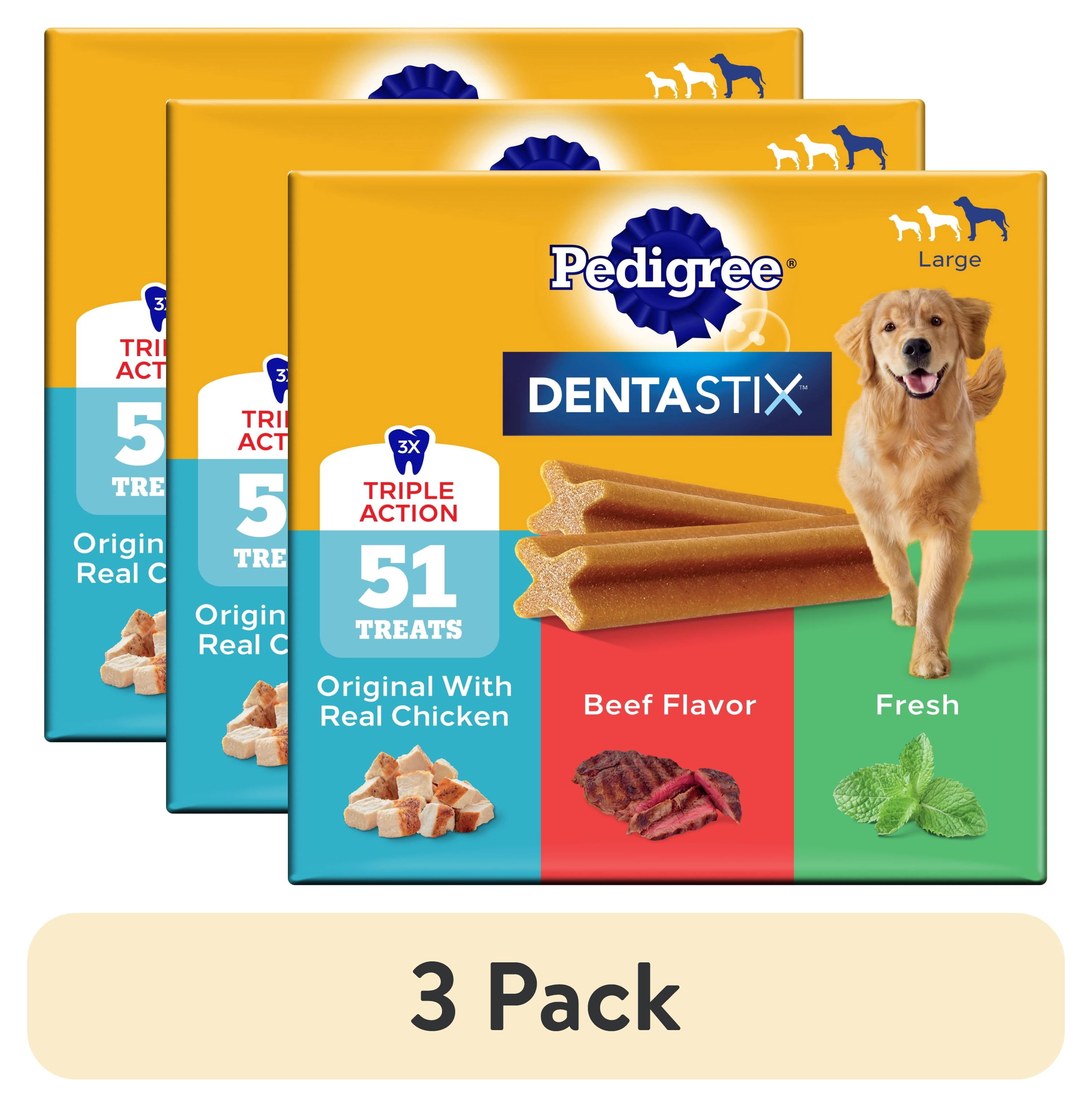 (3 pack) Pedigree Dentastix Large Breed, Original, Beef Flavor & Fresh, 2.73 Lb. Variety Pack
