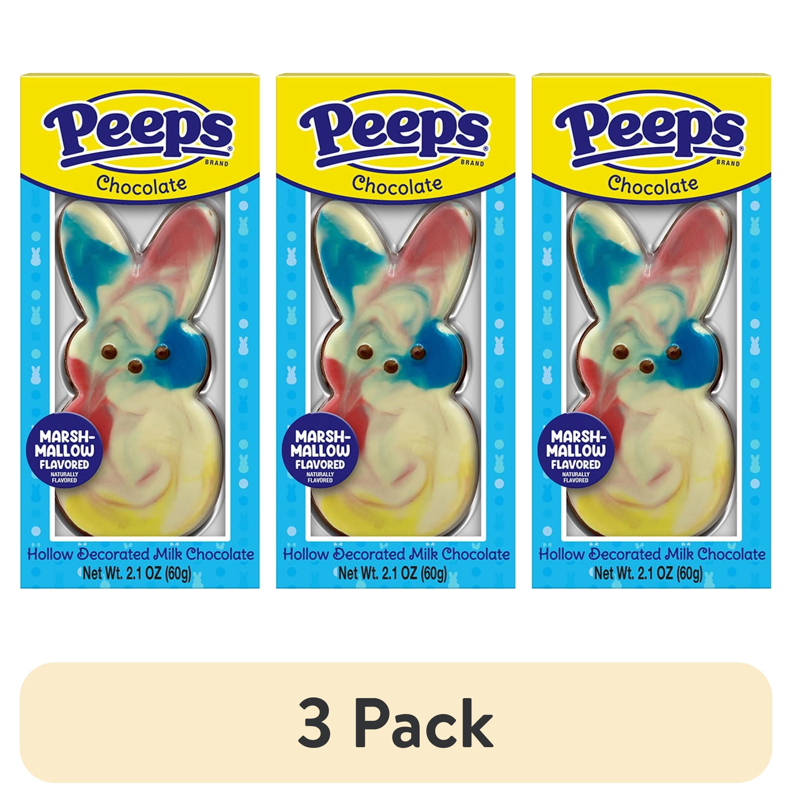 (3 pack) Peeps Hollow Decorated Tie Dye Milk Chocolate Easter Bunny, 2.1 oz