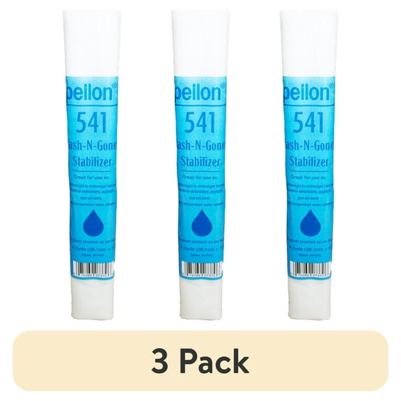 (3 pack) Pellon 541 Wash-N-Gone Fabric Stabilizer, White 15" x 3 Yards Precut Package