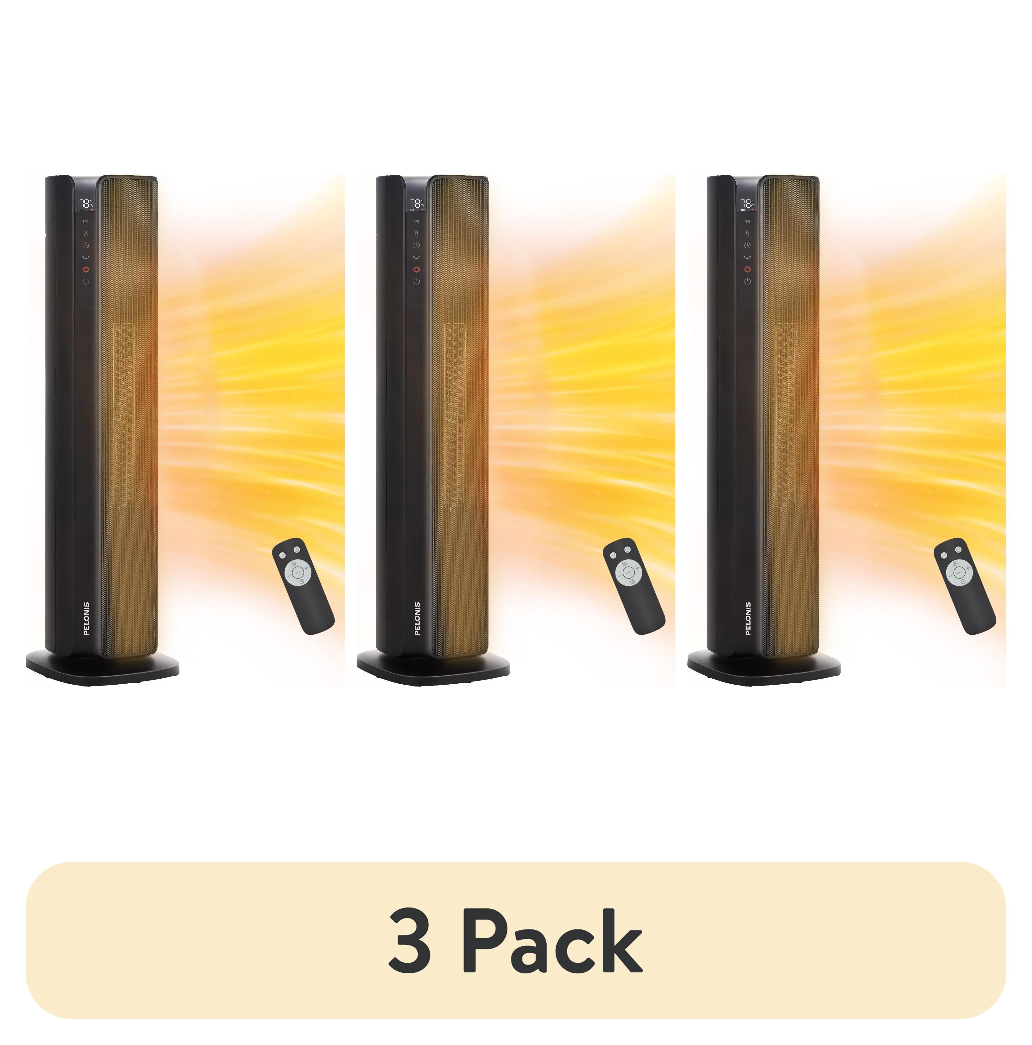 (3 pack) Pelonis 30” Tower Heater, 3 Heat Settings, Digital, Auto Shut Off, 1,500 Watts, Black