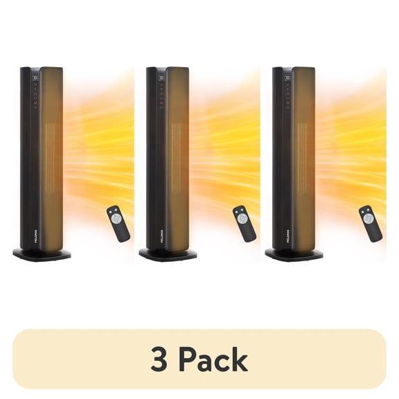 (3 pack) Pelonis 30” Tower Heater, 3 Heat Settings, Digital, Auto Shut Off, 1,500 Watts, Black