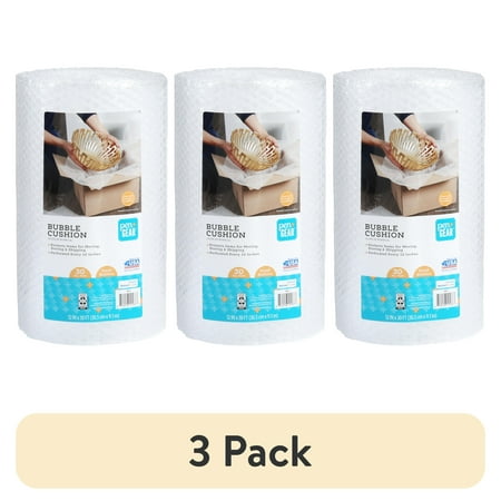 (3 pack) Pen+Gear 12 in. x 30 ft. Bubble Cushion Roll, Clear, Plastic, 3/16" Small Bubbles