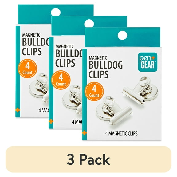 (3 pack) Pen + Gear 30mm Refrigerator Magnet Hook Clips for Photo Displays, Silver Color,4 Counts,73.9g