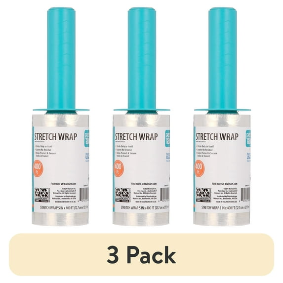 (3 pack) Pen+Gear 5 in. x 400 ft. Stretch Wrap, Clear, 1 Roll