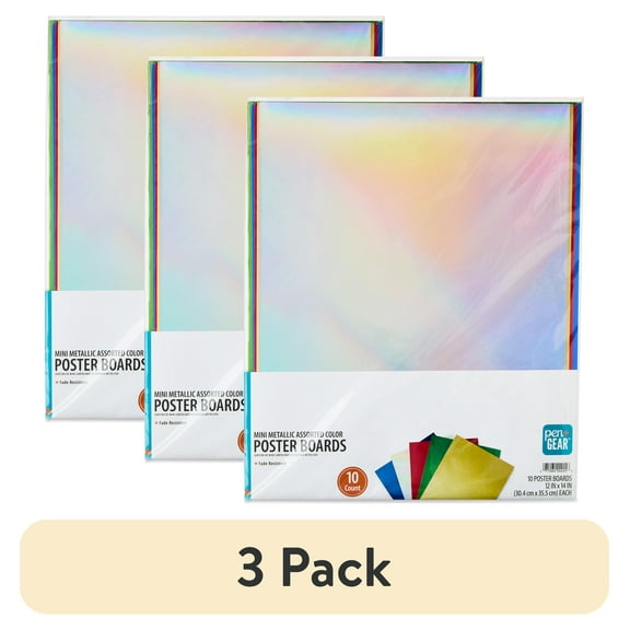 (3 pack) Pen+Gear Assorted Metallic Mini Poster Board, 12" x 14", 10 Count