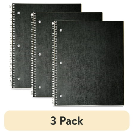 (3 pack) Pen+Gear College Ruled 1-Subject Poly Notebook, Black, 9" x 11", 100 Sheets
