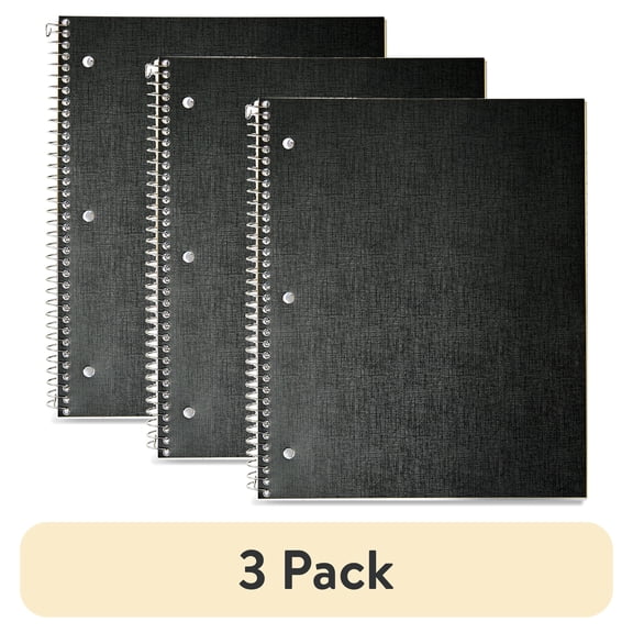 (3 pack) Pen+Gear College Ruled 1-Subject Poly Notebook, Black, 9" x 11", 100 Sheets