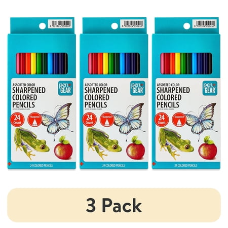 (3 pack) Pen+Gear Sharpened Colored Pencils, 24 Assorted Colors, 24 Count