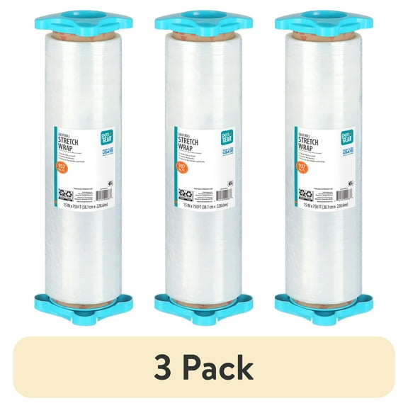 (3 pack) Pen+Gear Easy Roll Stretch Wrap, 15 in x 750 ft, Easy Unwind, Clear, 1 Roll