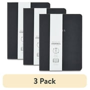 (3 pack) Pen+Gear Black Fabric Cover Journal with Elastic Band, 240 Ruled Pages