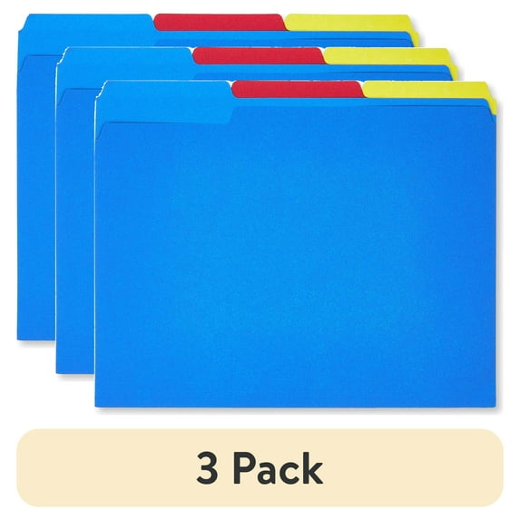 (3 pack) Pen+Gear File Folders, Letter Size, Assorted Colors, 25 Count