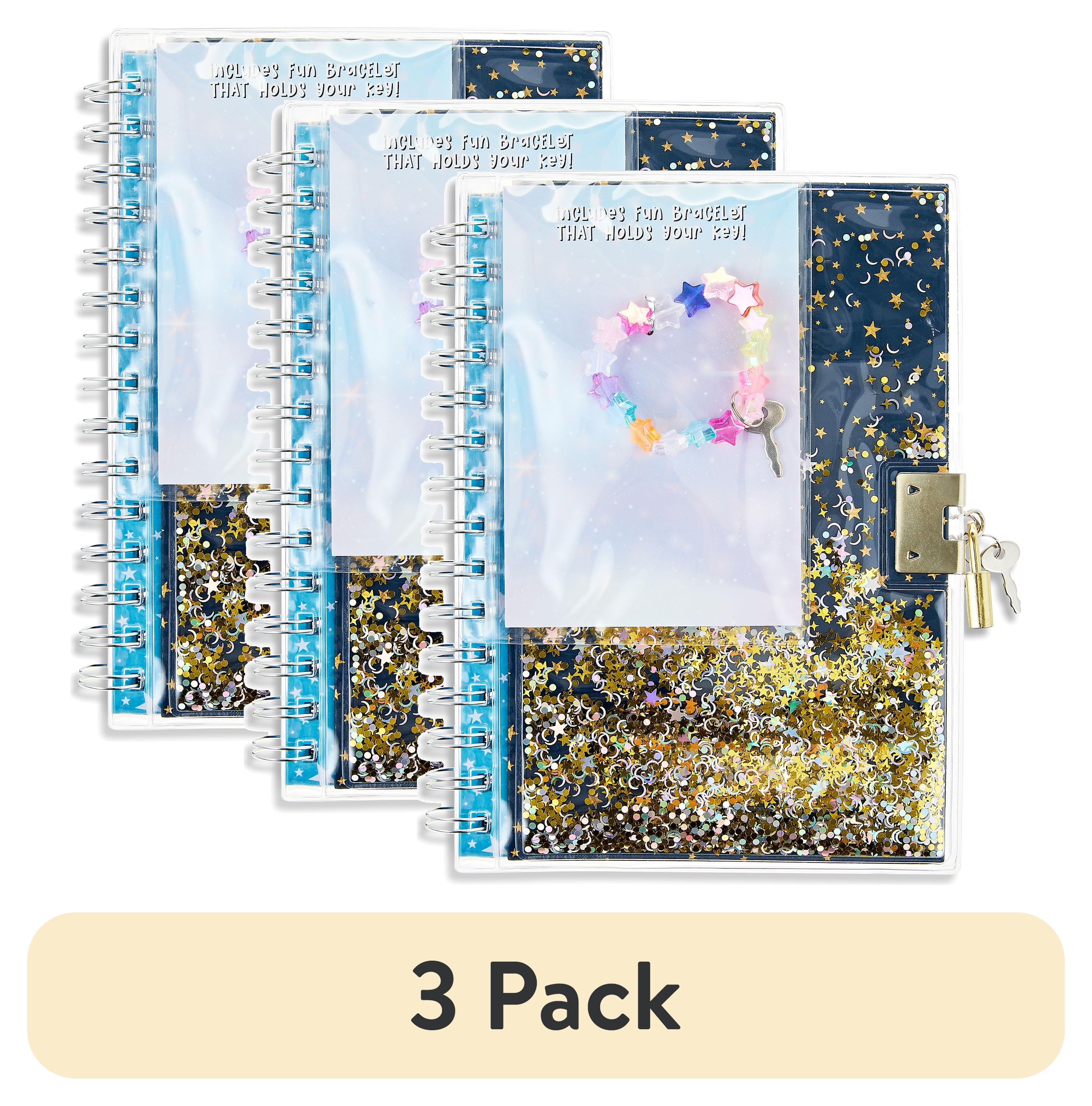 (3 pack) Pen+Gear Brand Gold Star Shaker Locking Journal For Children, 6.6" x 8.3" , 160 Ruled Pages