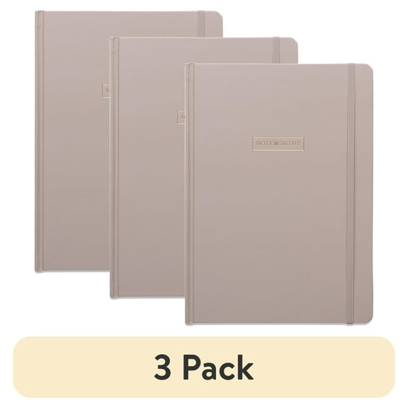 (3 pack) Pen + Gear Hardcover Journal, Taupe, 7.5" x 10.25", 200 Lined Pages