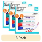 (3 pack) Pen+Gear Magnetic Dry Erase Markers with Eraser, Assorted Colors, Fine Tip, 6 Count