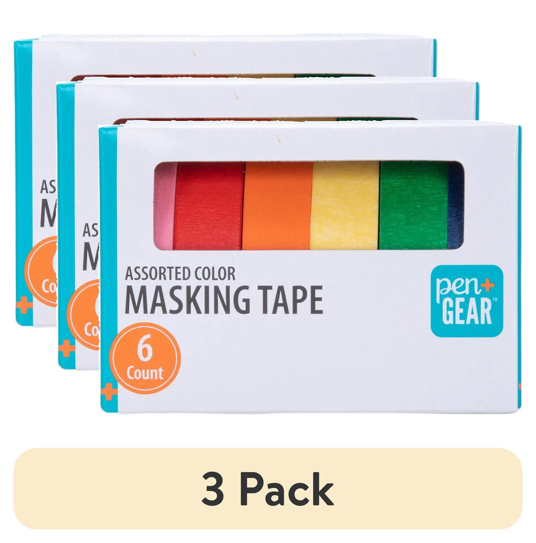 3 pack) Pen+Gear Masking Tape, 0.59 in x 15 yds, Multicolor, 6