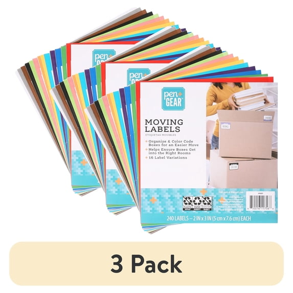 (3 pack) Pen+Gear Moving Labels, 16 Room Variations, 2 in x 3 in Labels ...