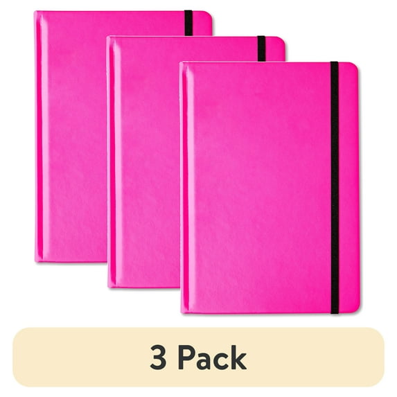 (3 pack) Pen+Gear Neon Pink Leatherette Teen Journal, 6" x 8.25", 160 Lined Paper Pages