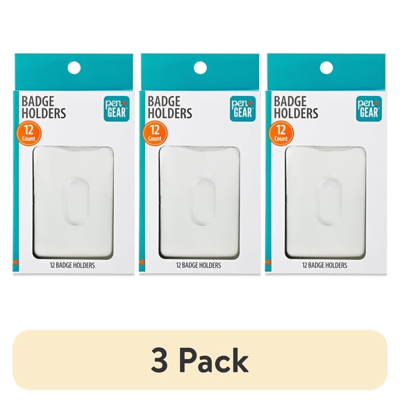 (3 pack) Pen+Gear Plastic Badge Holders, Clear, 12 Count