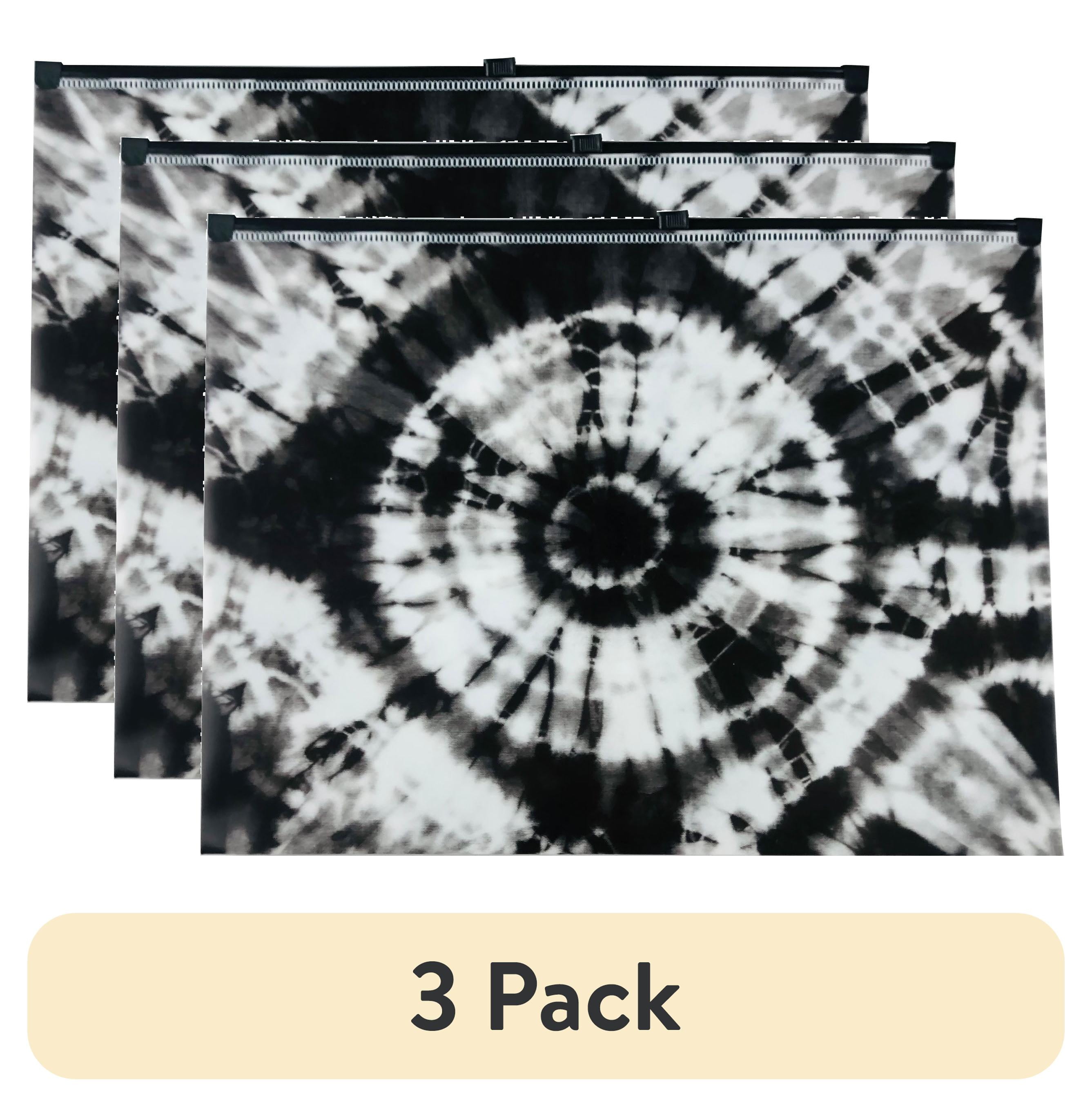 (3 pack) Pen+Gear Plastic Zip Document Holder, Letter Size, Black and Tie Dye,Assembled Product Height 9.84",1 Count per Pack