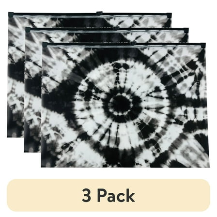 (3 pack) Pen+Gear Plastic Zip Document Holder, Letter Size, Black and Tie Dye,Assembled Product Height 9.84",1 Count per Pack