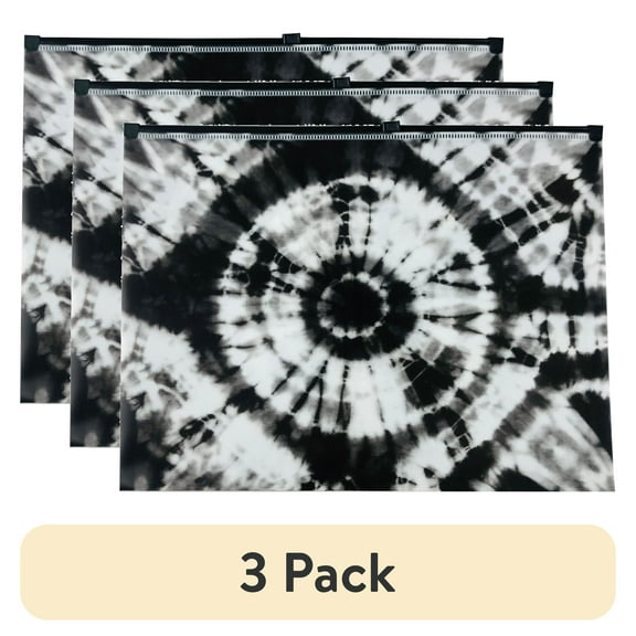 (3 pack) Pen+Gear Plastic Zip Document Holder, Letter Size, Black and Tie Dye,Assembled Product Height 9.84",1 Count per Pack