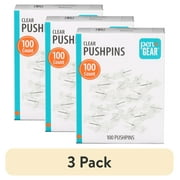 (3 pack) Pen+Gear Push Pins in Clamshell, Clear Plastic Head, Steel Point, 100 Count.